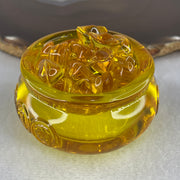 Yellow Liuli Wealth Pot with Ingot Yuan Bao Display Total Weight 152.83g 60.5 by 39.5mm - Huangs Jadeite and Jewelry Pte Ltd