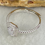 Type A Semi Icy Lavender Cabochon Jadeite in S925 Sliver Ring (Adjustable Size) 1.35g 5.6 by 4.2 by 2.0mm - Huangs Jadeite and Jewelry Pte Ltd