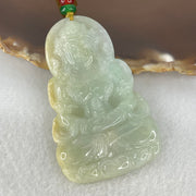Type A Light Blueish Green with Yellow Jadeite Guan Yin Tara Pendant 29.14g 60.1 by 38.8 by 6.5mm - Huangs Jadeite and Jewelry Pte Ltd