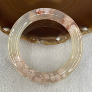 Natural Faint Yellow Flower Agate Bangle 62.28g Internal Diameter 56.6mm 11.8 by 12.3mm (Perfect) - Huangs Jadeite and Jewelry Pte Ltd