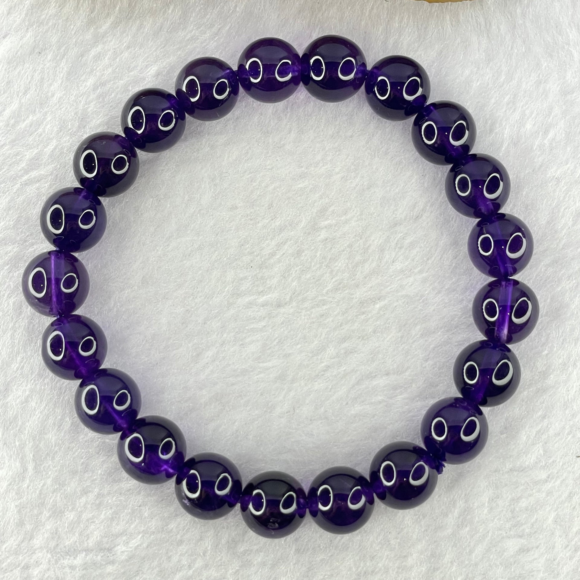 Very Good Grade Natural Amethyst Bracelet 21.52g 15.5cm 9.4mm 21 Beads - Huangs Jadeite and Jewelry Pte Ltd