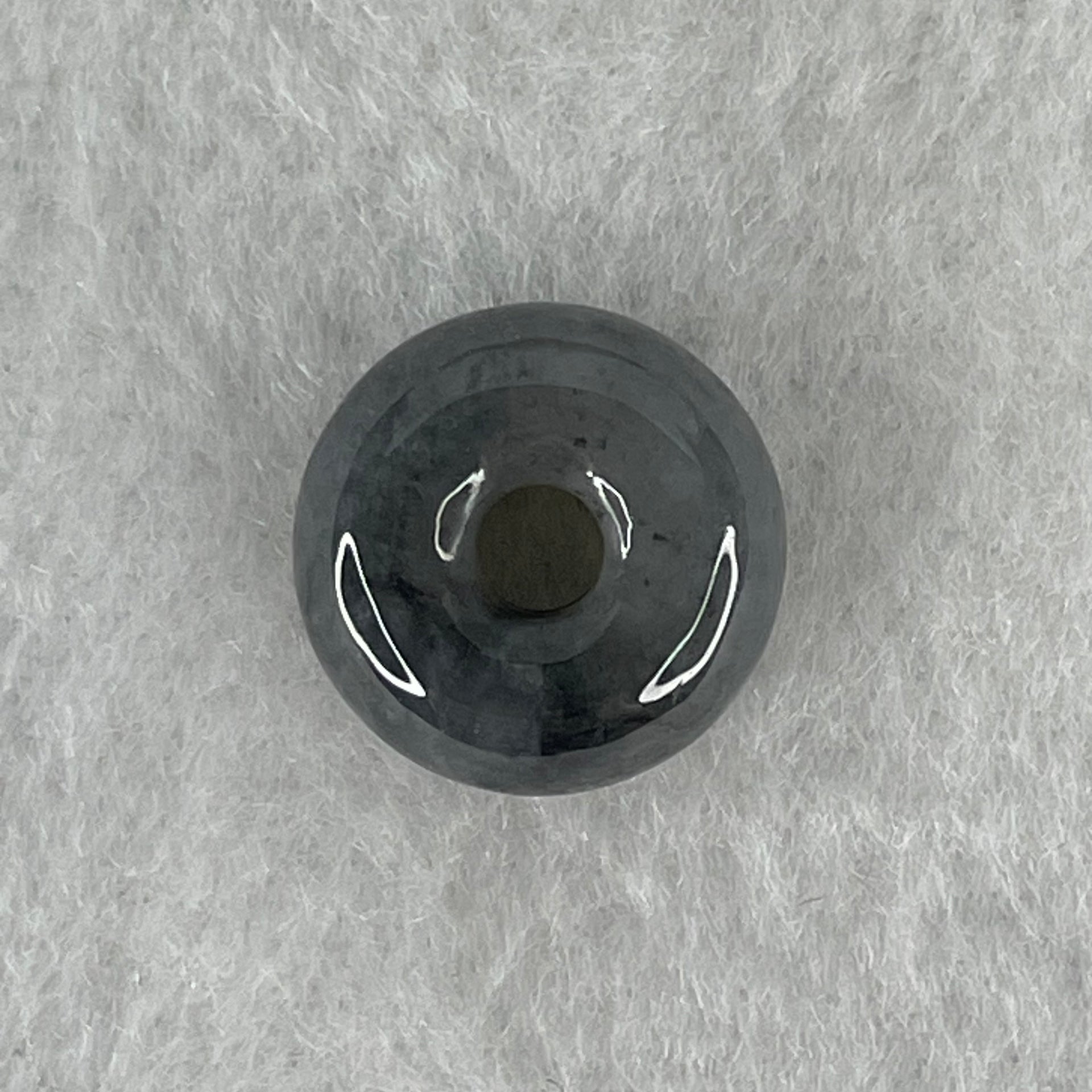 Type A Wuji Grey Jadeite Ping An Kou Donut Charm Pendant 2.62g 14.4 by 6.6mm - Huangs Jadeite and Jewelry Pte Ltd