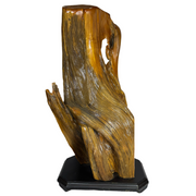 Natural Huang Hua Li Yellow Rosewood Milo Buddha with Money Bag and Ruyi Display with Wooden Stand 14,727.7g 410.0 by 280.0 by 750.0mm - Huangs Jadeite and Jewelry Pte Ltd