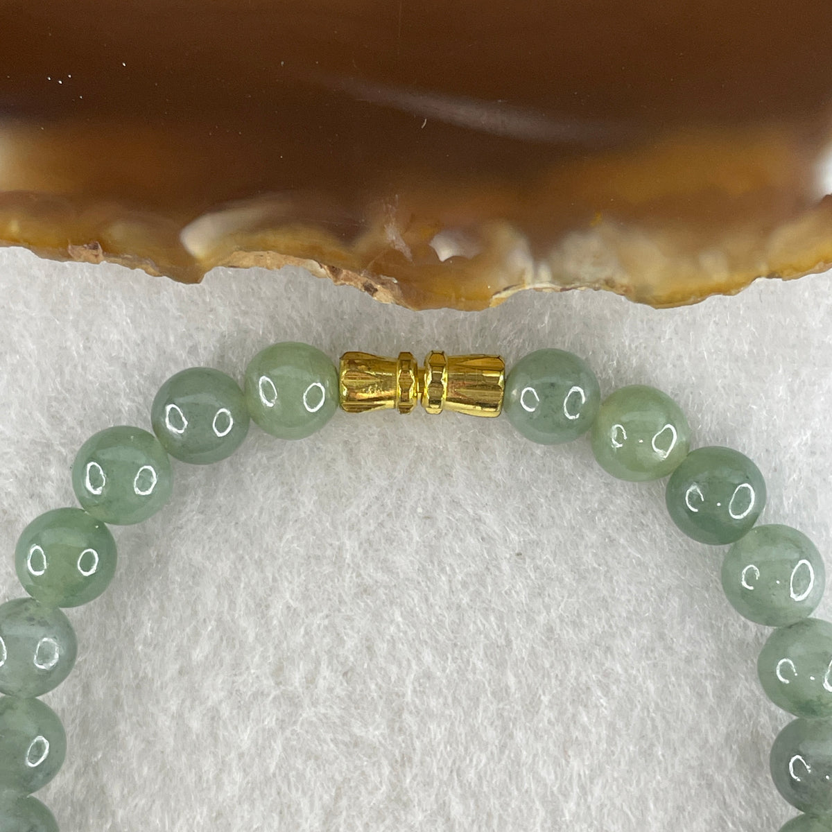 Natural Type A Semi Icy Light Green & Wuji Grey Jadeite Beads Bracelet | (15.44g | 6.9mm x 27 Beads | Heart, Root & Throat Chakra Synergy, "Wuji" Spatial Shield & Feng Shui Serenity Anchor)