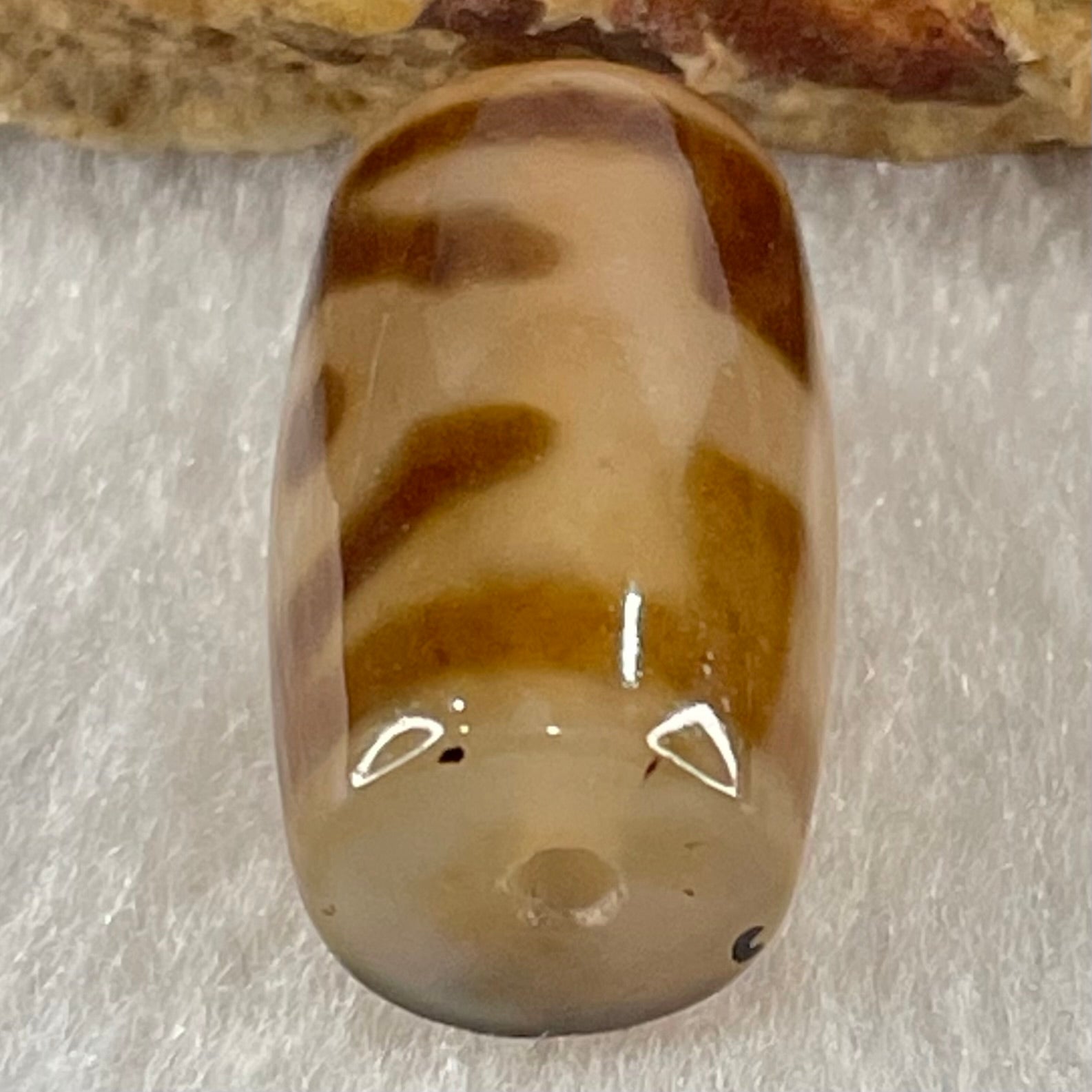 Natural Powerful Tibetan Old Oily Agate Patina Guiren Tairen Human Dzi Bead Totem Amulet Heavenly Master (Tian Zhu) 贵人天诛 4.92g 19.7 by 11.7mm - Huangs Jadeite and Jewelry Pte Ltd