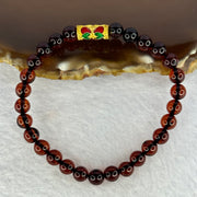 Natural Dark Red Blood Amber Beads Bracelet 天然血珀手链 4.85g 15.5cm 6.3mm 28 Beads - Huangs Jadeite and Jewelry Pte Ltd