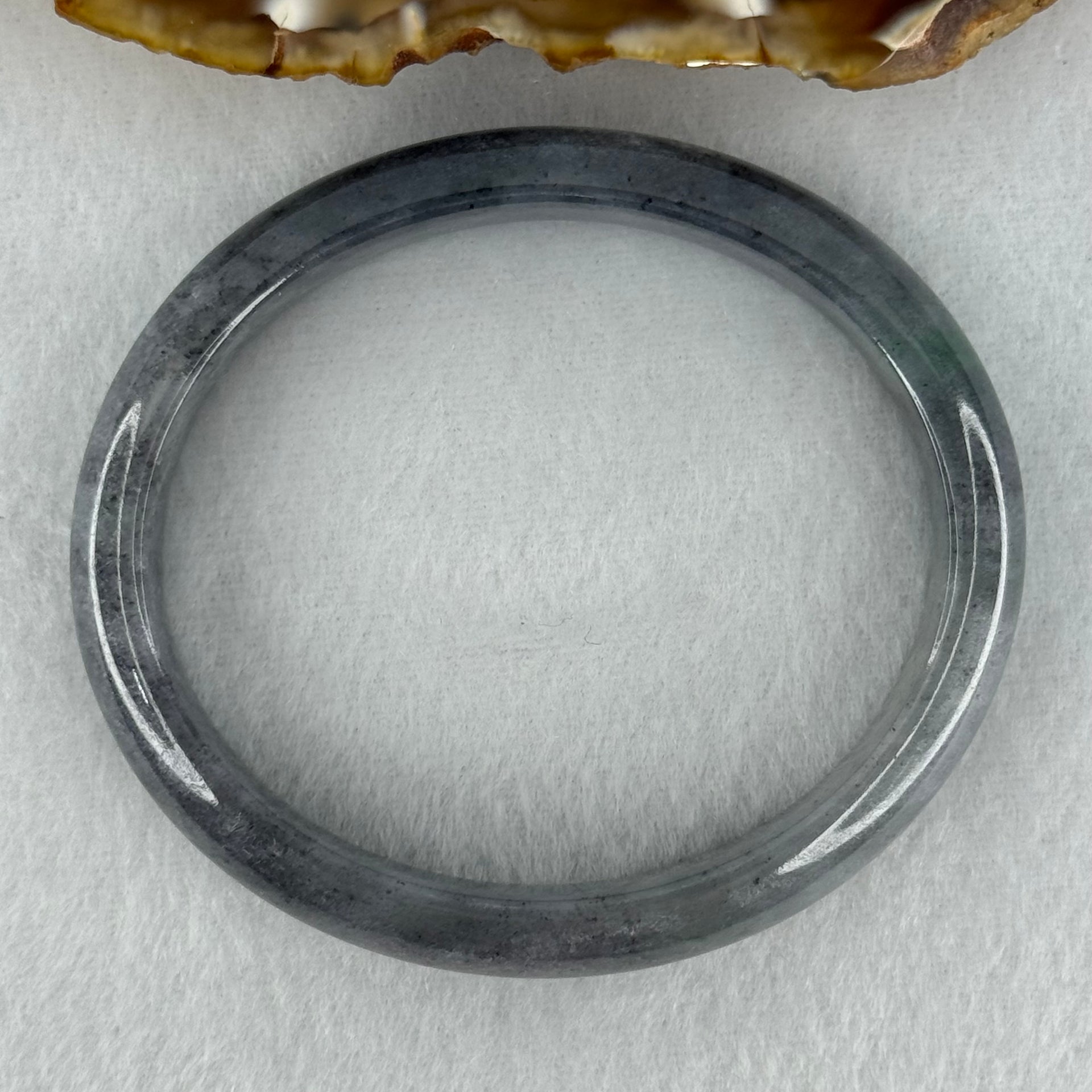 Type A Wuji Grey Black Jadeite Oval Bangle Bangle Internal Diameter 57.8mm 40.78g 12.0 by 6.4mm (Close to Perfect) - Huangs Jadeite and Jewelry Pte Ltd