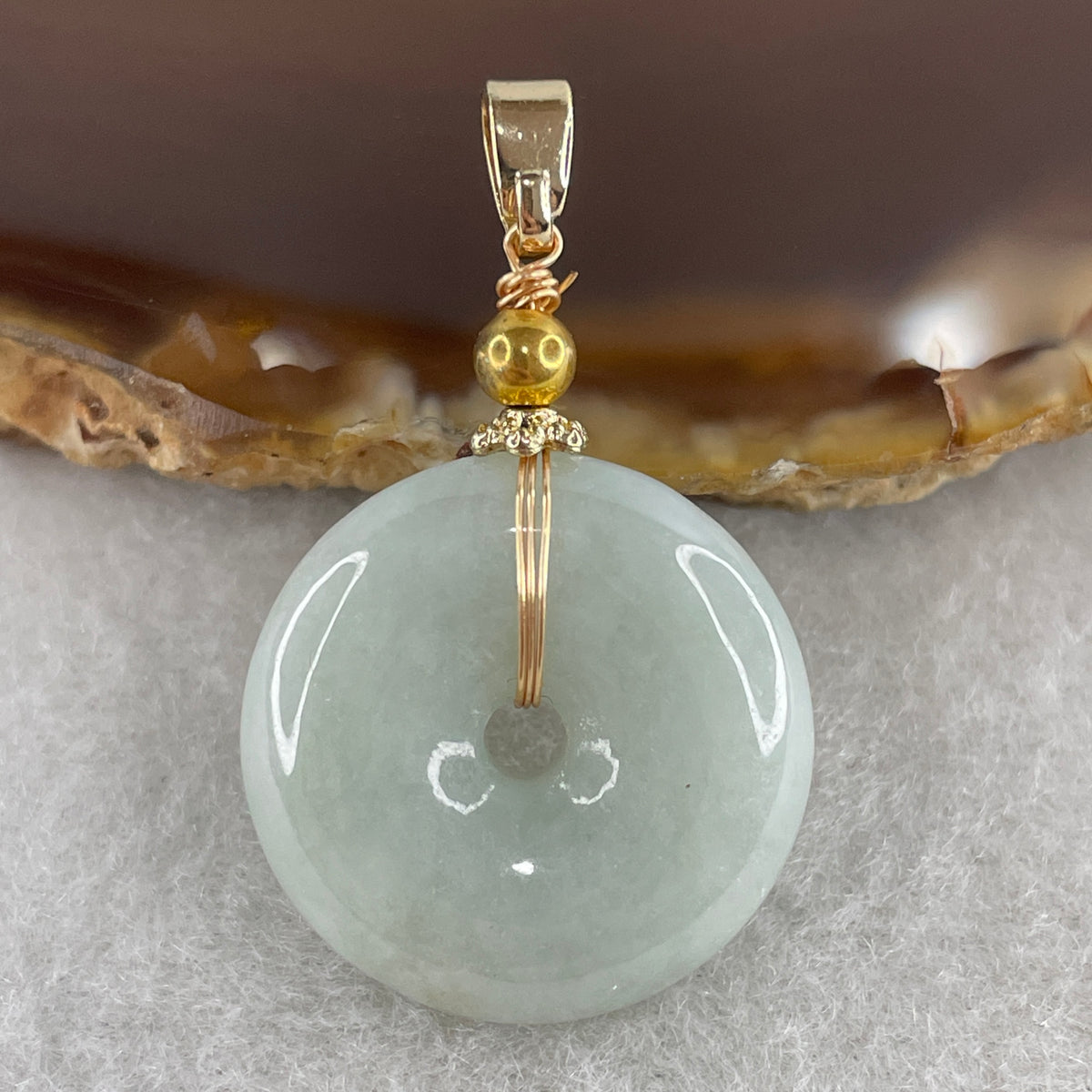 Natural Type A Light Green Jadeite Ping An Kou Pendant | Plump Jade Peace Disc Talisman (6.39g | 21.6 x 6.1mm) - Huangs Jadeite and Jewelry Pte Ltd