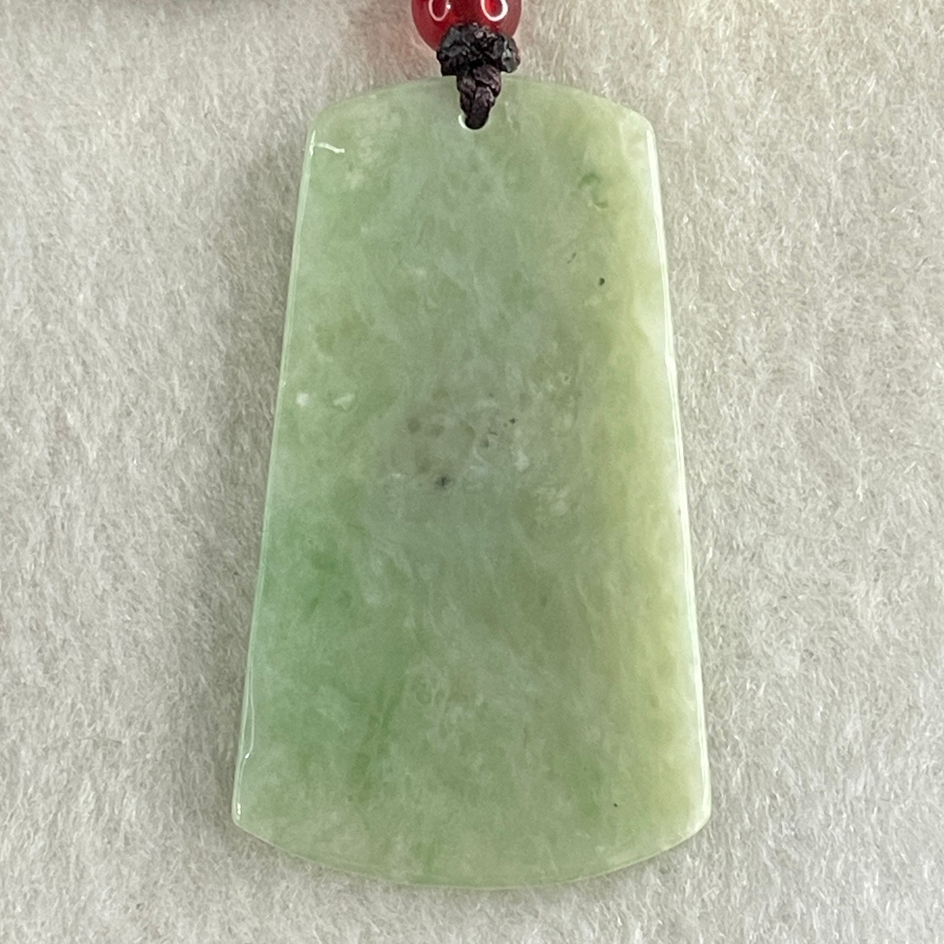 Natural Type A Green Jadeite Wu Shi Pai Pendant 14.53g 43.5 by 25.9 by 4.0mm - Huangs Jadeite and Jewelry Pte Ltd