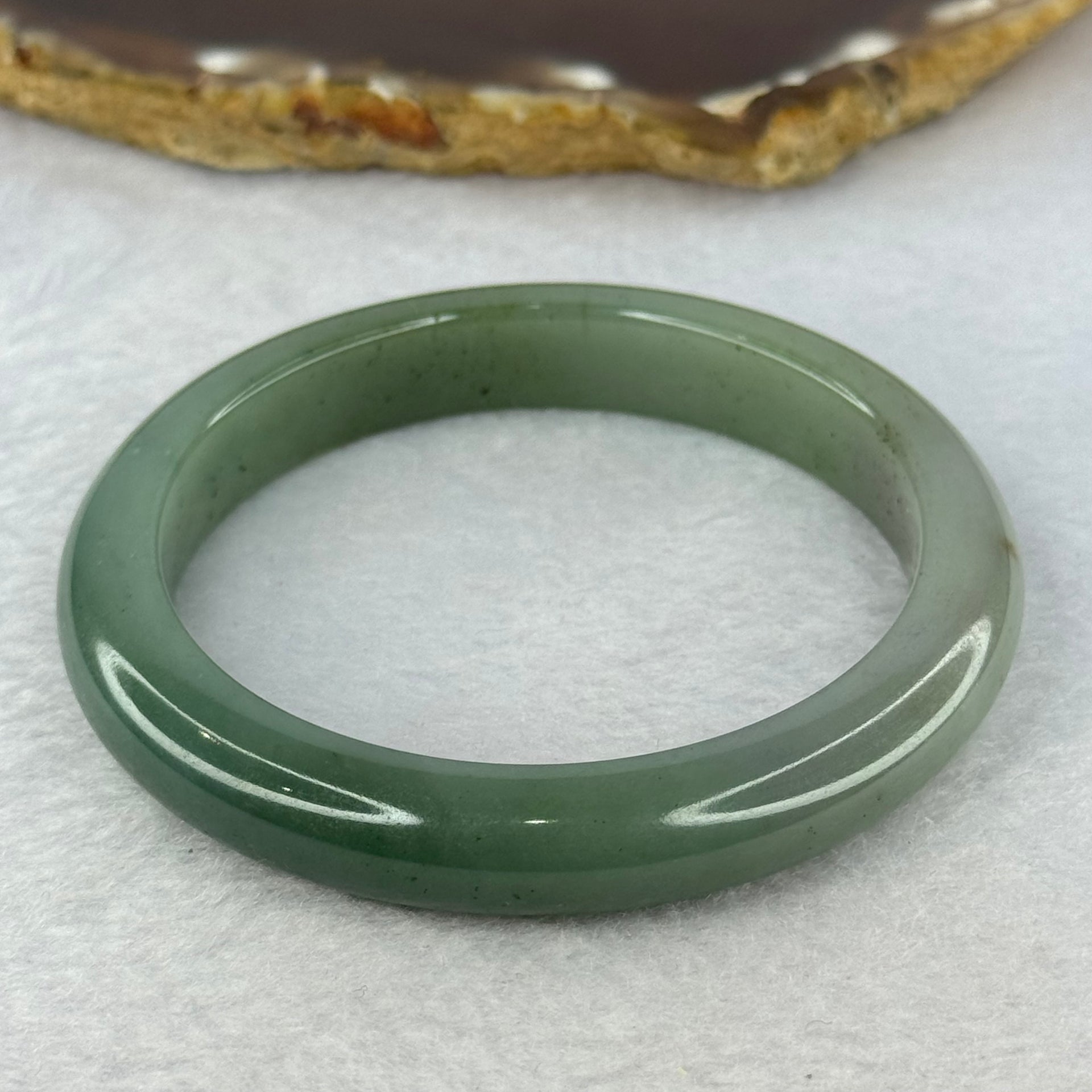 Type A Blueish Green with Black and Brownish Yellow Spots Jadeite Bangle 46.22g Internal Diameter 55.1mm 10.2 by 8.0mm (Very Slight Inter Line) - Huangs Jadeite and Jewelry Pte Ltd