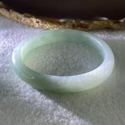 Natural Type A Jelly Full Light Green Jadeite Oval Bangle 34.07g Inner Diameter 53.8mm 10.2 by 7.4mm (Very Slight Internal Lines) - Huangs Jadeite and Jewelry Pte Ltd
