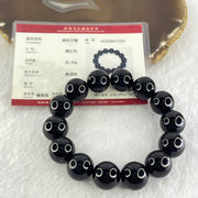 Special Grade Natural Black Gold King Amber Beads Bracelet 天然特一黑金王琥珀手链 28.85g 19cm 15.6mm 14 Beads - Huangs Jadeite and Jewelry Pte Ltd
