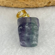 Natural Purple and Green Fluorite Ox Charm Pendant 3.17g 17.2 by 11.6 by 8.1mm - Huangs Jadeite and Jewelry Pte Ltd