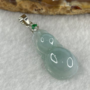 Natural Type A Semi Icy Lavender Jadeite Calabash Hulu Pendant in Stainless Steel Clasp 3.61g 25.3 by 13.2 by 6.8mm - Huangs Jadeite and Jewelry Pte Ltd