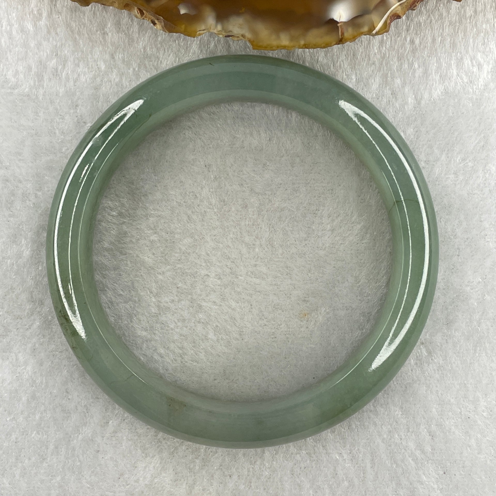Natural Type A Jelly Green Jadeite Bangle 47.56g Inner Diameter 52.8mm 12.2 by 7.8mm (External and Internal Lines) - Huangs Jadeite and Jewelry Pte Ltd