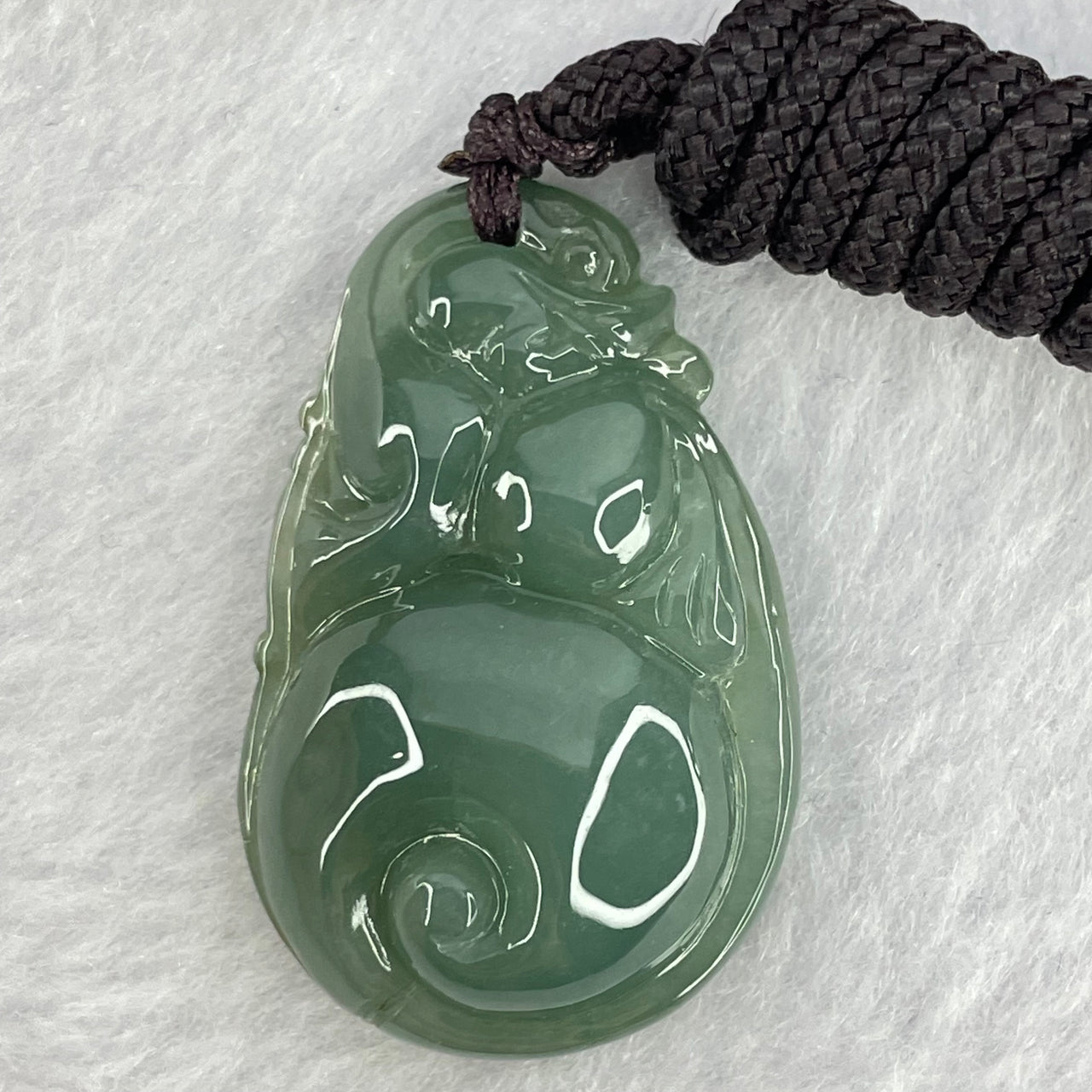 Type A Blueish Green Jadeite Pixiu Pendent 10.32g 32.6 by 20.9 by 8.4mm - Huangs Jadeite and Jewelry Pte Ltd