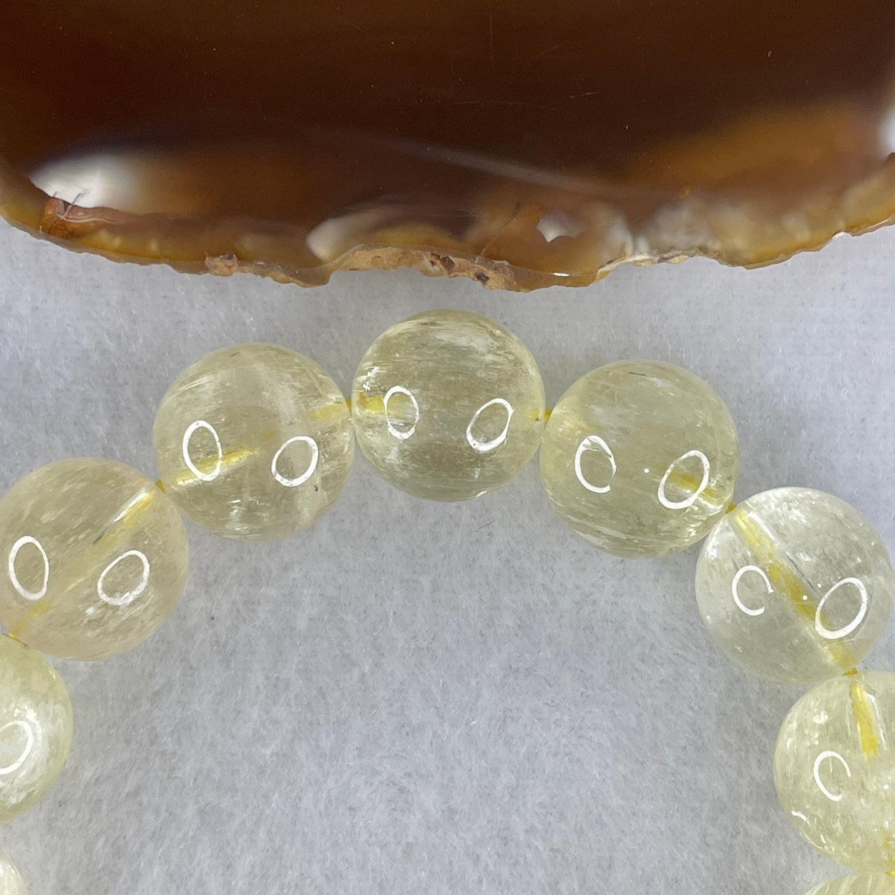 Certified Good Grade Natural Cat's Eye Spodumene Beads Bracelet | 14.4mm Chatoyant Spodumene (73.43g | 17cm Wrist Sizing | 15 Beads)
