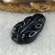 Type A Opaque Black Omphacite Leaf Pendant Charm 5.60g 31.5 by 18.0 by 5.7mm - Huangs Jadeite and Jewelry Pte Ltd