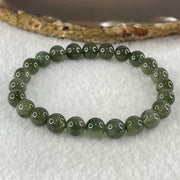 Good Grade Natural Cats Eye Green Rutilated Quartz Beads Bracelet 15.06g 15.5cm 7.8mm 24 Beads - Huangs Jadeite and Jewelry Pte Ltd
