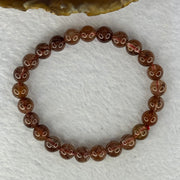 Natural Copper Rutilated Quartz Beads Bracelet 天然銅髮晶手镯 16.12g 16cm 7.9mm 25 Beads - Huangs Jadeite and Jewelry Pte Ltd