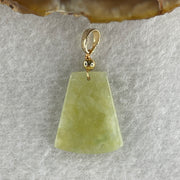 Type A Greenish Yellow Jadeite Wu Shi Pai Pendant 2.49g 18.7 by 15.6 by 3.2mm - Huangs Jadeite and Jewelry Pte Ltd