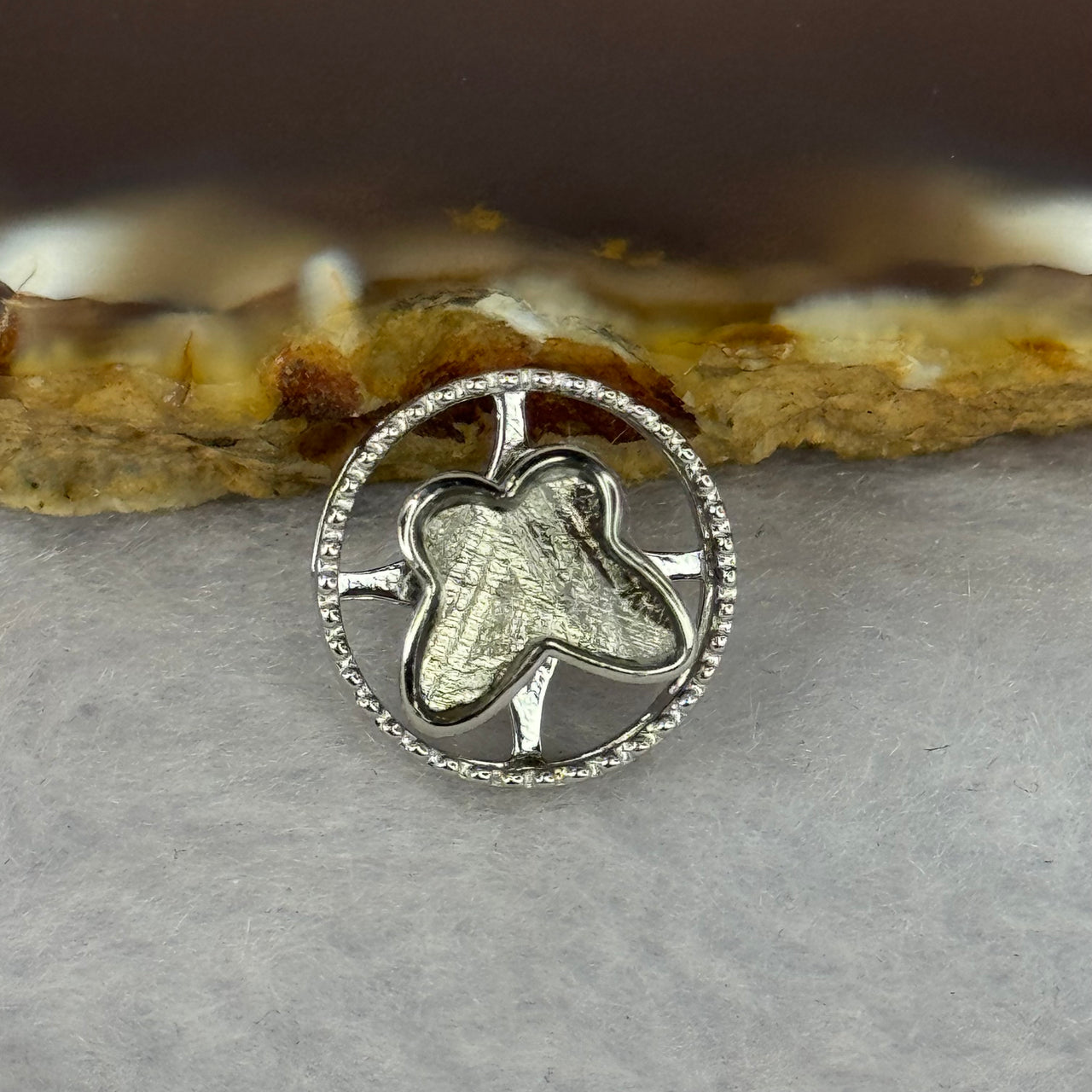 Natural Meteorite Spinning Sliver Butterfly Charm in S925 Silver For Necklace/Bracelet 1.80g 13.3 by 6.1mm - Huangs Jadeite and Jewelry Pte Ltd