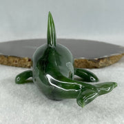 Natural Dark Green Serpentine Killer Whale Display 257.7g 154.5 by 71.6 by 62.5mm - Huangs Jadeite and Jewelry Pte Ltd