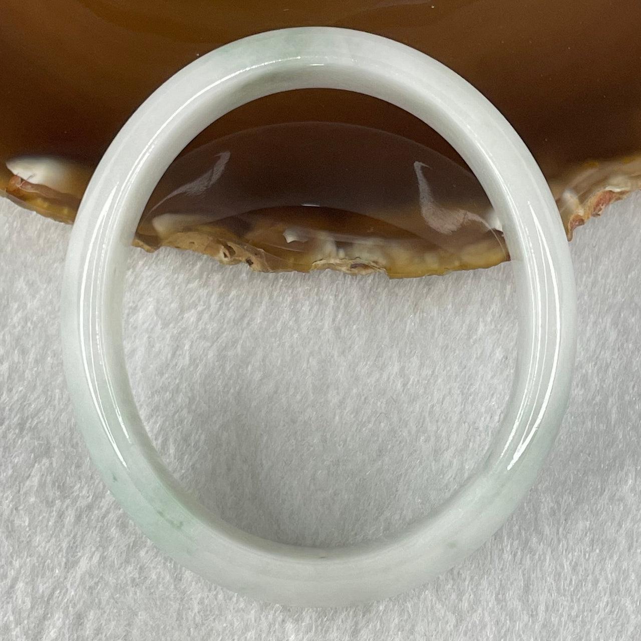 Type A Faint Lavender Green Jadeite Oval Bangle 45.43g Internal Diameter 55.8mm 15.8 by 6.3mm (Internal Lines) - Huangs Jadeite and Jewelry Pte Ltd