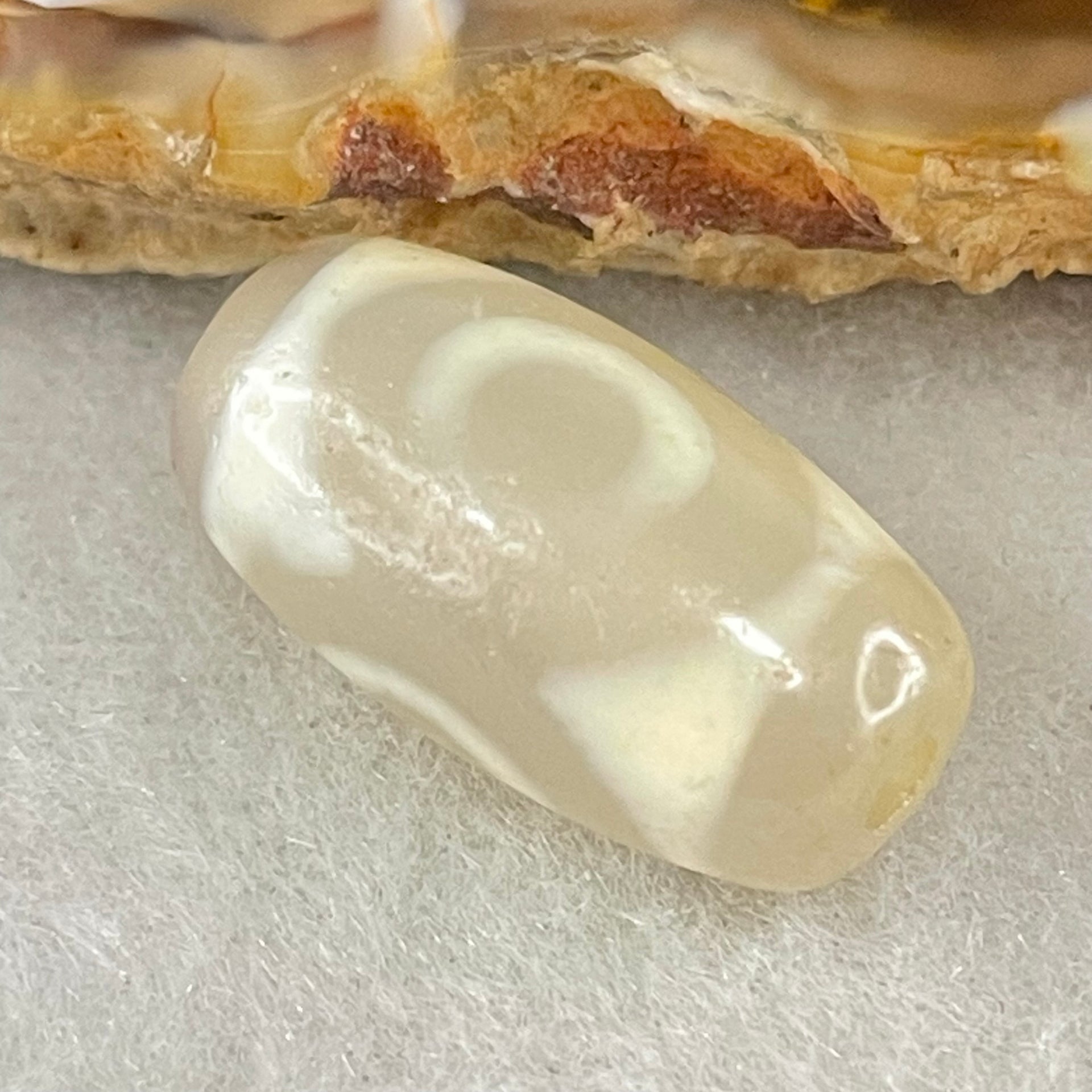Natural Powerful Tibetan Old Oily Agate 3 Eyes Dzi Bead Heavenly Master (Tian Zhu) 三眼天诛 2.92g 19.3 by 10.2mm - Huangs Jadeite and Jewelry Pte Ltd