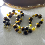 Natural Yellow Tiger's Eye Beads with Charm Necklace 38.22g 44cm 6.5 by 10.5mm 37Beads - Huangs Jadeite and Jewelry Pte Ltd