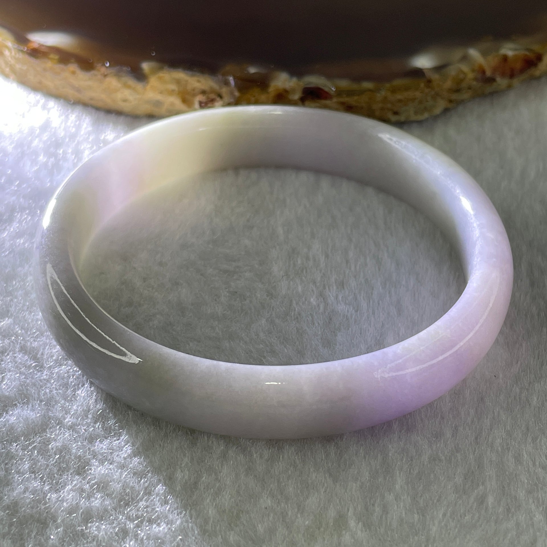 Type A Natural Lavender Jadeite Oval Bangle 29.01g Inner Diameter 52.0mm 10.1 by 6.2mm (Slight Internal Line) - Huangs Jadeite and Jewelry Pte Ltd