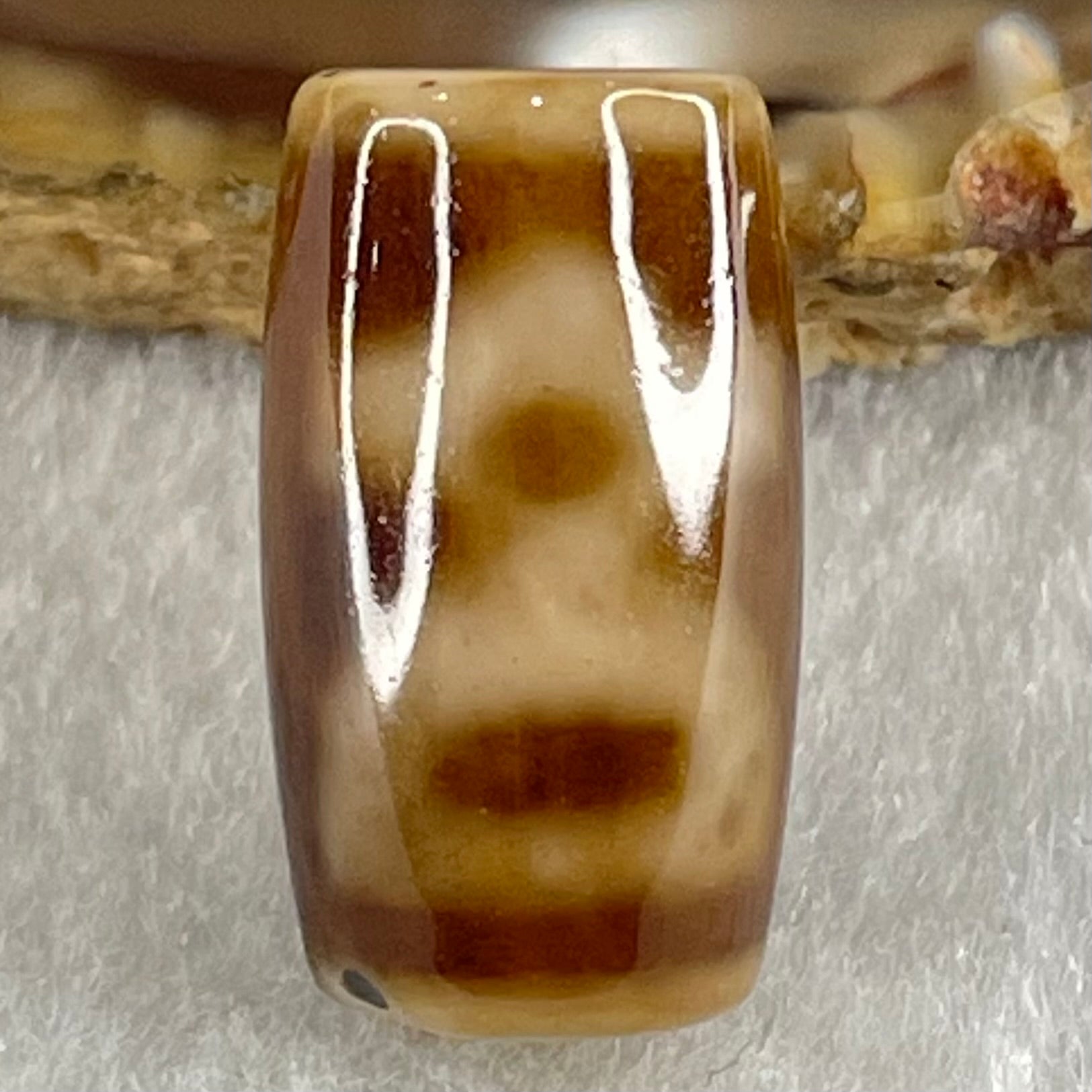 Natural Powerful Tibetan Old Oily Agate Double Cai Shen Dzi Bead Heavenly Master (Tian Zhu) 双财神长天珠 4.81g 20.3 by 11.8mm - Huangs Jadeite and Jewelry Pte Ltd