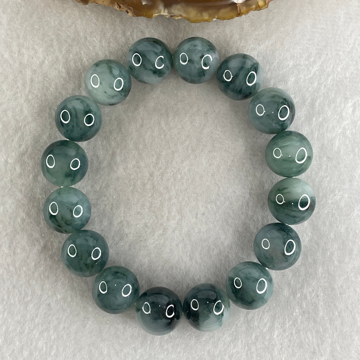 Certified Natural Type A Lavender with Old Mine Green Piao Hua Jadeite Beads Bracelet | 17cm (66.69g | 16 Beads 13.4mm | Crown, Heart & Third Eye Chakra Harmony, Regal Prosperity & Peace Shield) - Huangs Jadeite and Jewelry Pte Ltd