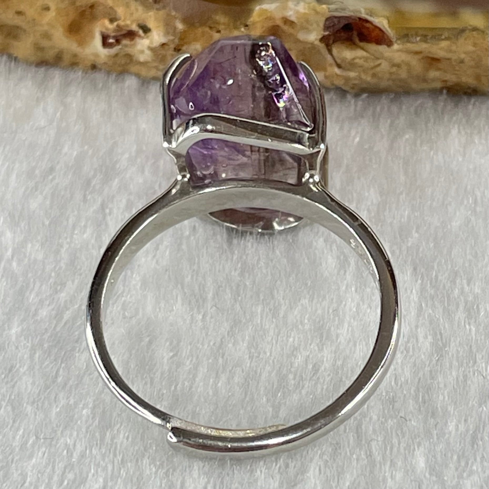 Natural Super 7 in S925 Sliver Ring (Adjustable Size) 3.77g 13.6 by 10.0 by 7.7mm - Huangs Jadeite and Jewelry Pte Ltd