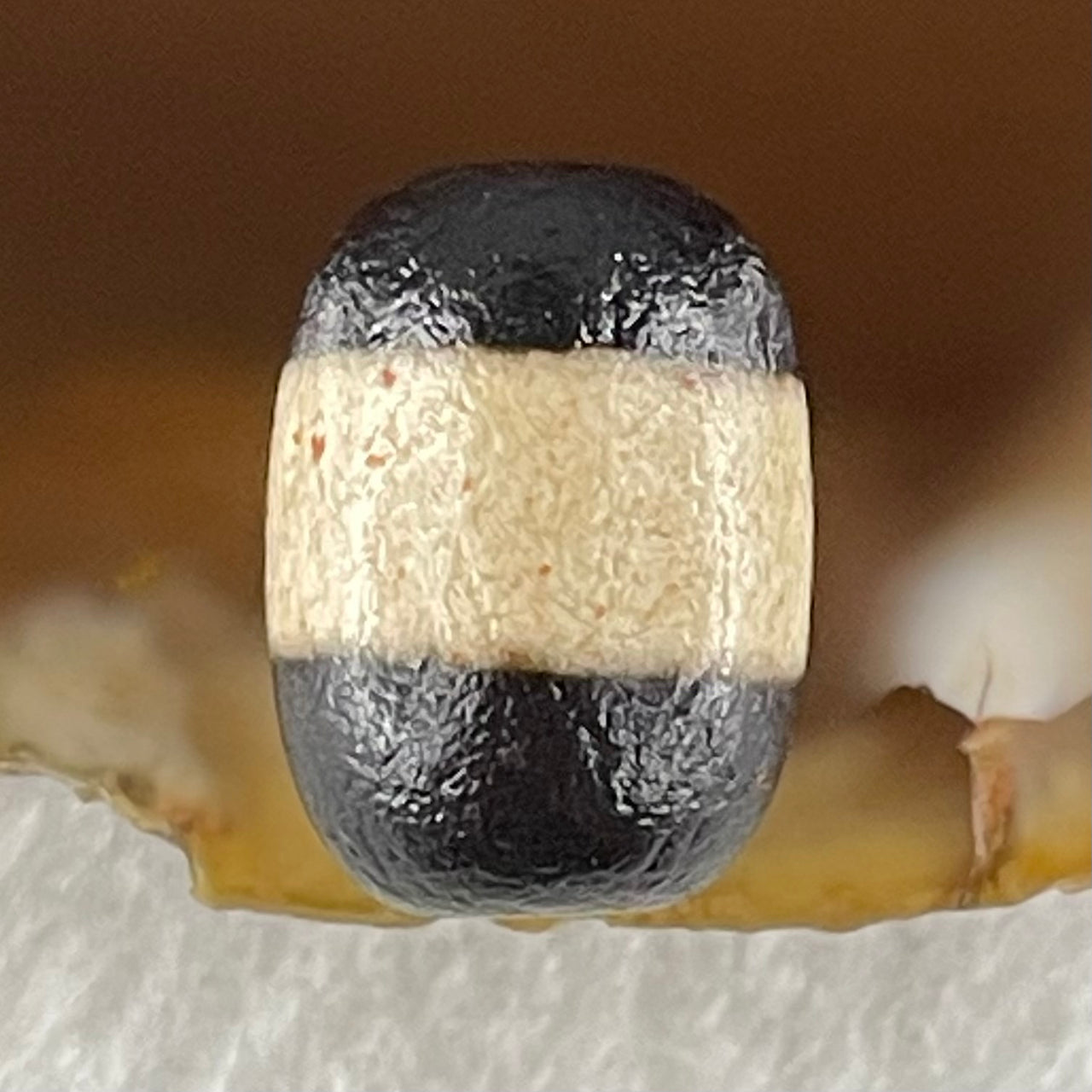 Natural Powerful Tibetan Old Oily Agate 1 Lines Dzi Bead Heavenly Master (Tian Zhu) 2.12g 13.9 by 10.0mm - Huangs Jadeite and Jewelry Pte Ltd