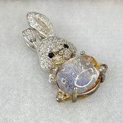 Rare Natural Blue Dumortierite Rutilated Quartz in S925 Sliver Rabbit Pendant 2.40g 9.9 by 7.0 by 4.0mm - Huangs Jadeite and Jewelry Pte Ltd