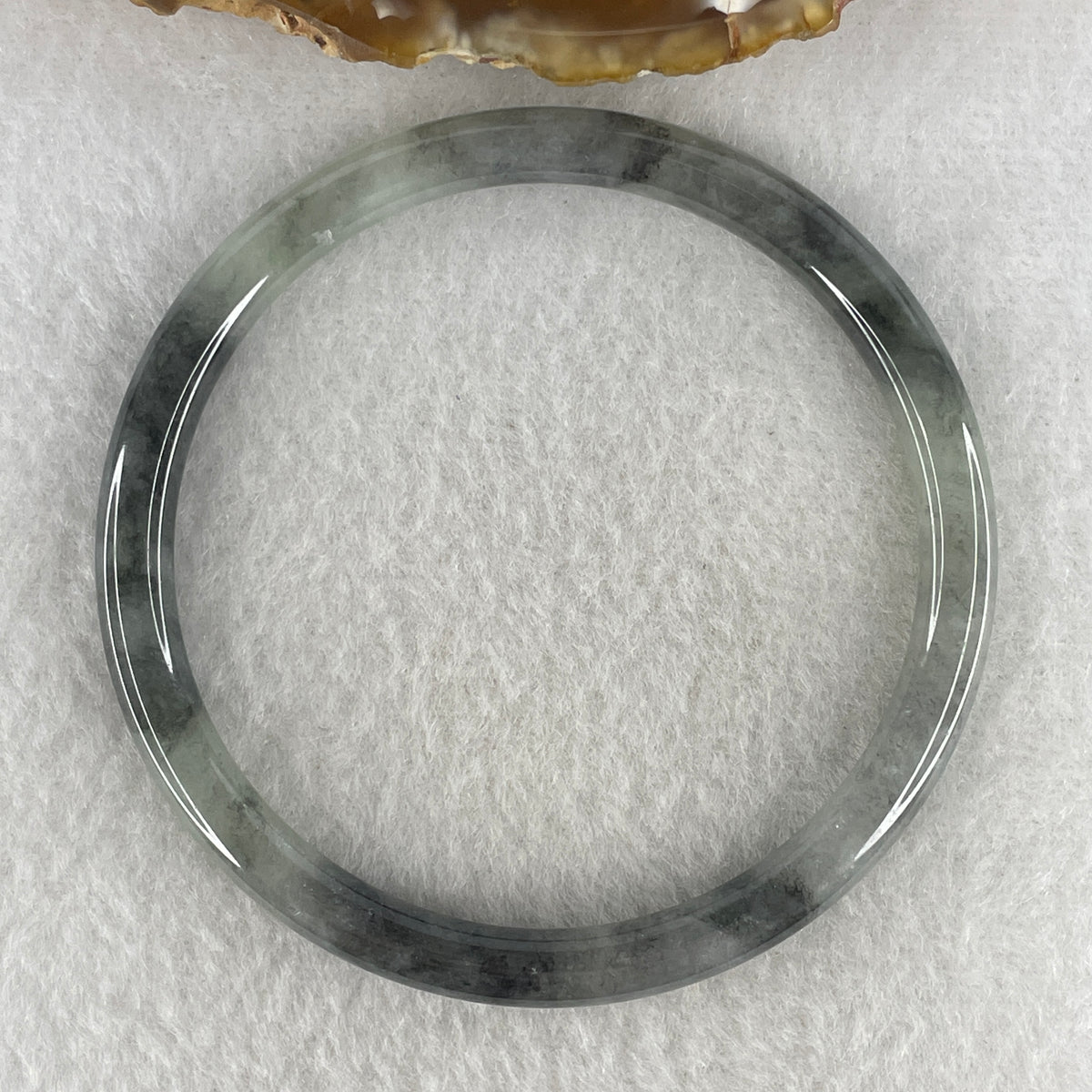 Natural Type A Wuji Grey Jadeite Bangle | 59.3mm Inner Diameter (19.10g 5.5x6.1mm | Very Slight External Rough | Yin-Yang Harmony & Spiritual Protection) - Huangs Jadeite and Jewelry Pte Ltd