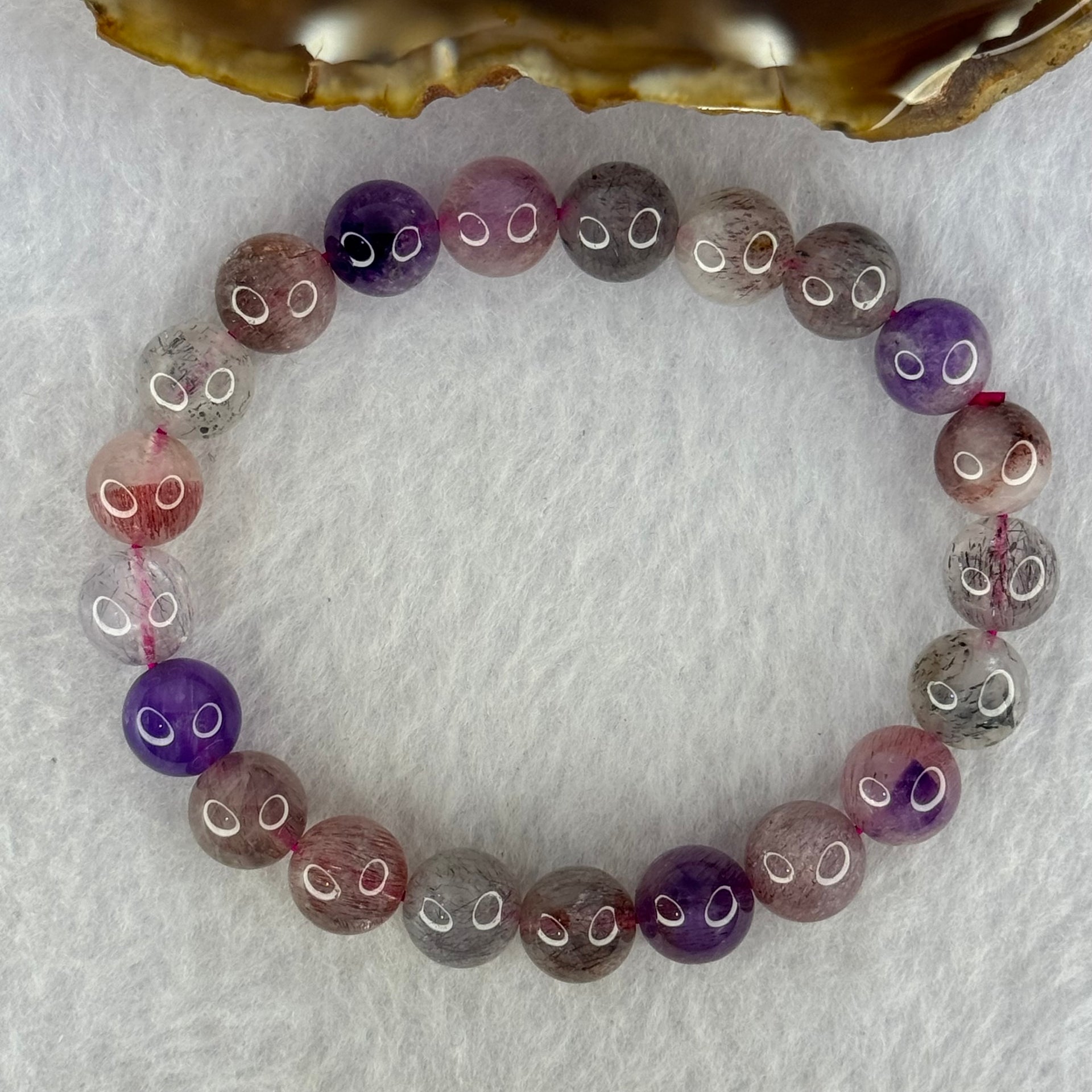 Natural Super 7 Beads Bracelet 22.55g 16cm 9.3mm 21 Beads - Huangs Jadeite and Jewelry Pte Ltd