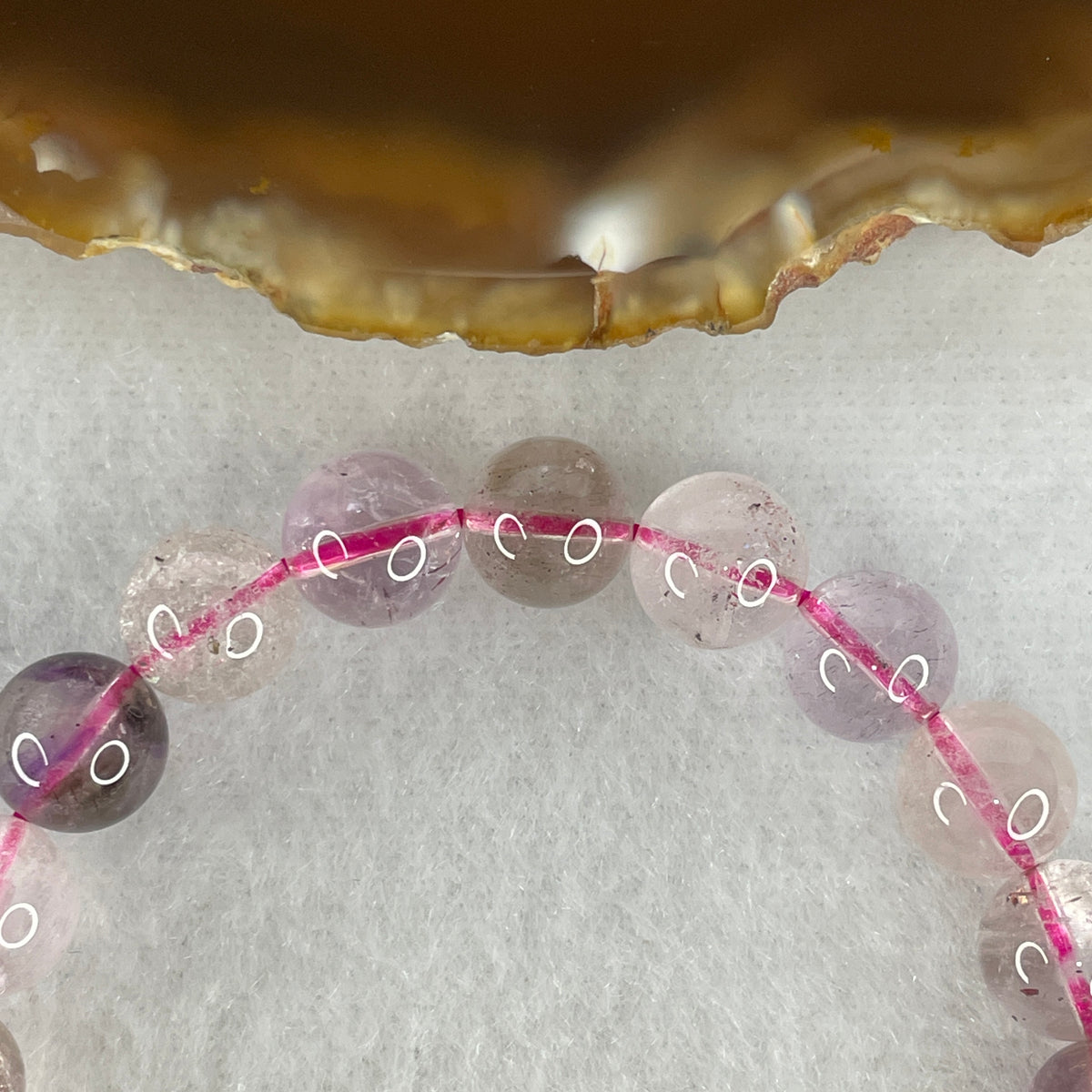 Certified Entry-Grade Natural Super 7 Crystal Beads Bracelet | Classic Mid-Sized Stacking Strand | Authentic Sacred Seven Multi-Mineral Inclusions Quartz Spiritual Catalyst & Auric Shield Bracelet (19.46g | 15.5cm Length | 8.8mm | 22 Beads)