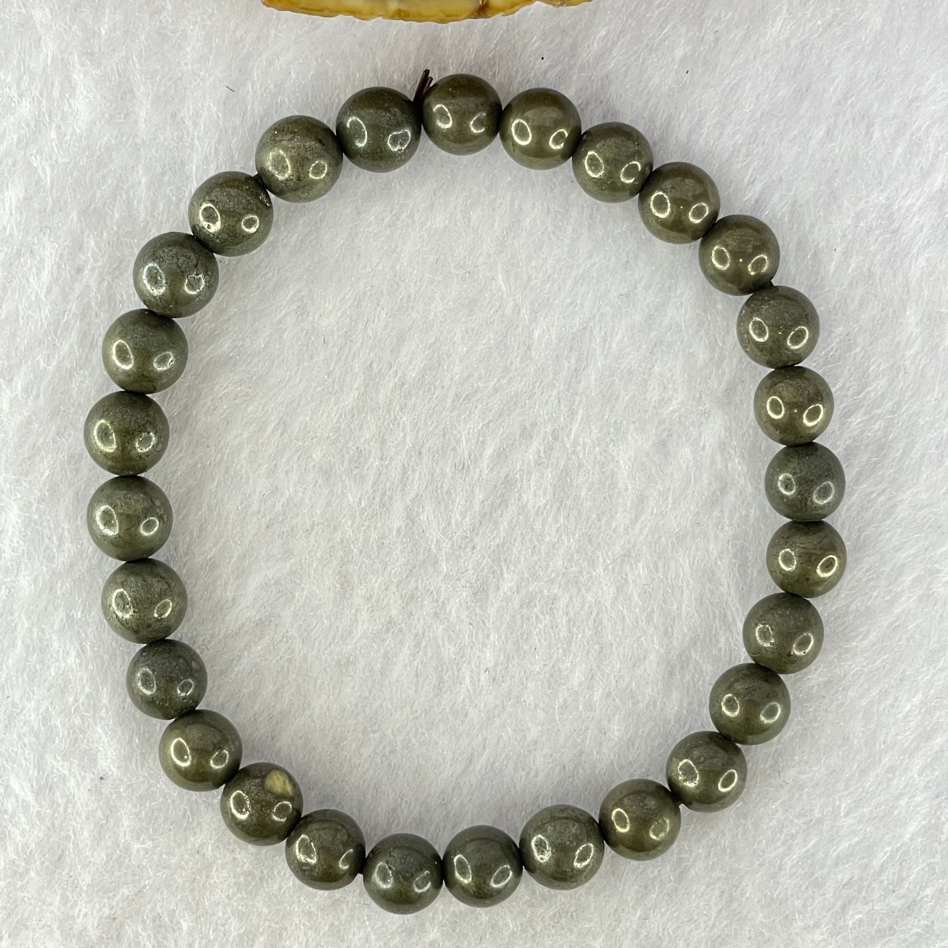 Natural Pyrite Beads Bracelet 天然黄铁矿手链 13.81g 15cm 6.6mm 28 Beads - Huangs Jadeite and Jewelry Pte Ltd