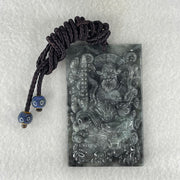 Type A Wuji Black with Light Green Jadeite Zhao Gong Yuashuai God Of Wealth Pendant 70.89g 72.9 by 5.9 by 11.2mm - Huangs Jadeite and Jewelry Pte Ltd