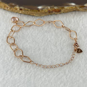 Natural Rose Quartz In 925 Sliver Rose Gold Color Bracelet 3.87g 7.3 by 7.0 by 3.8mm (Adjustable Size) - Huangs Jadeite and Jewelry Pte Ltd