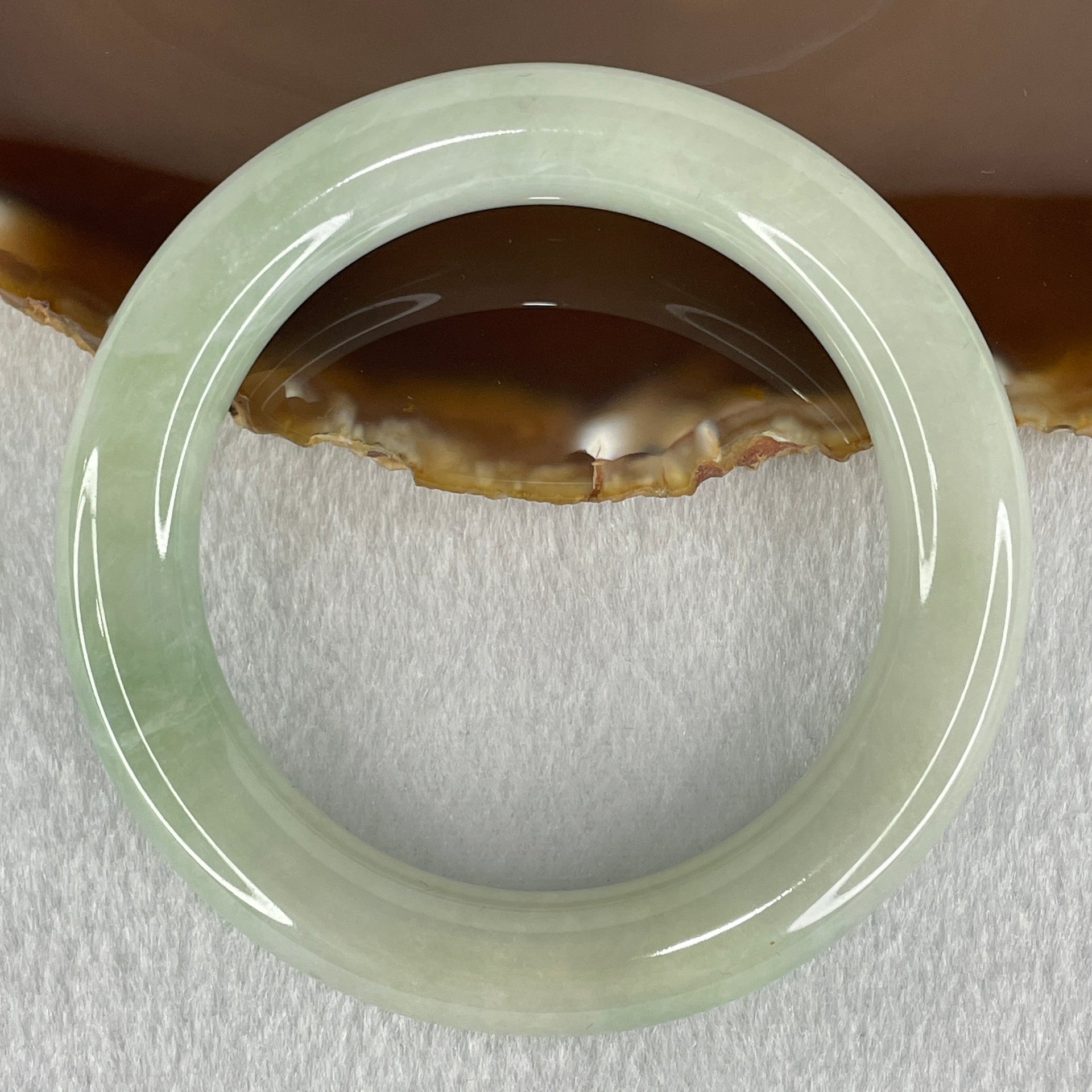 Type A Light Green Jadeite Bangle 74.92g Internal Diameter 56.6mm 11.5 by 12.4mm (Very Slight Internal Lines) - Huangs Jadeite and Jewelry Pte Ltd