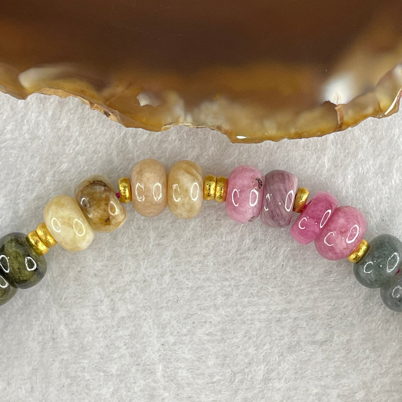 Natural Tourmaline Donut Beads Bracelet 27.00g 19.5cm 8.4mm 39Beads