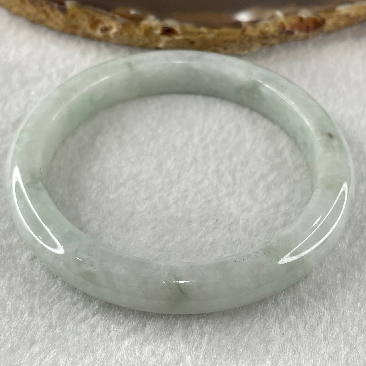 Type A Faint Lavender Faint Green Jadeite Bangle 43.75g Internal Diameter 56.3mm 9.9 by 8.2mm (Very Slight External Line and Some Internal Lines) - Huangs Jadeite and Jewelry Pte Ltd