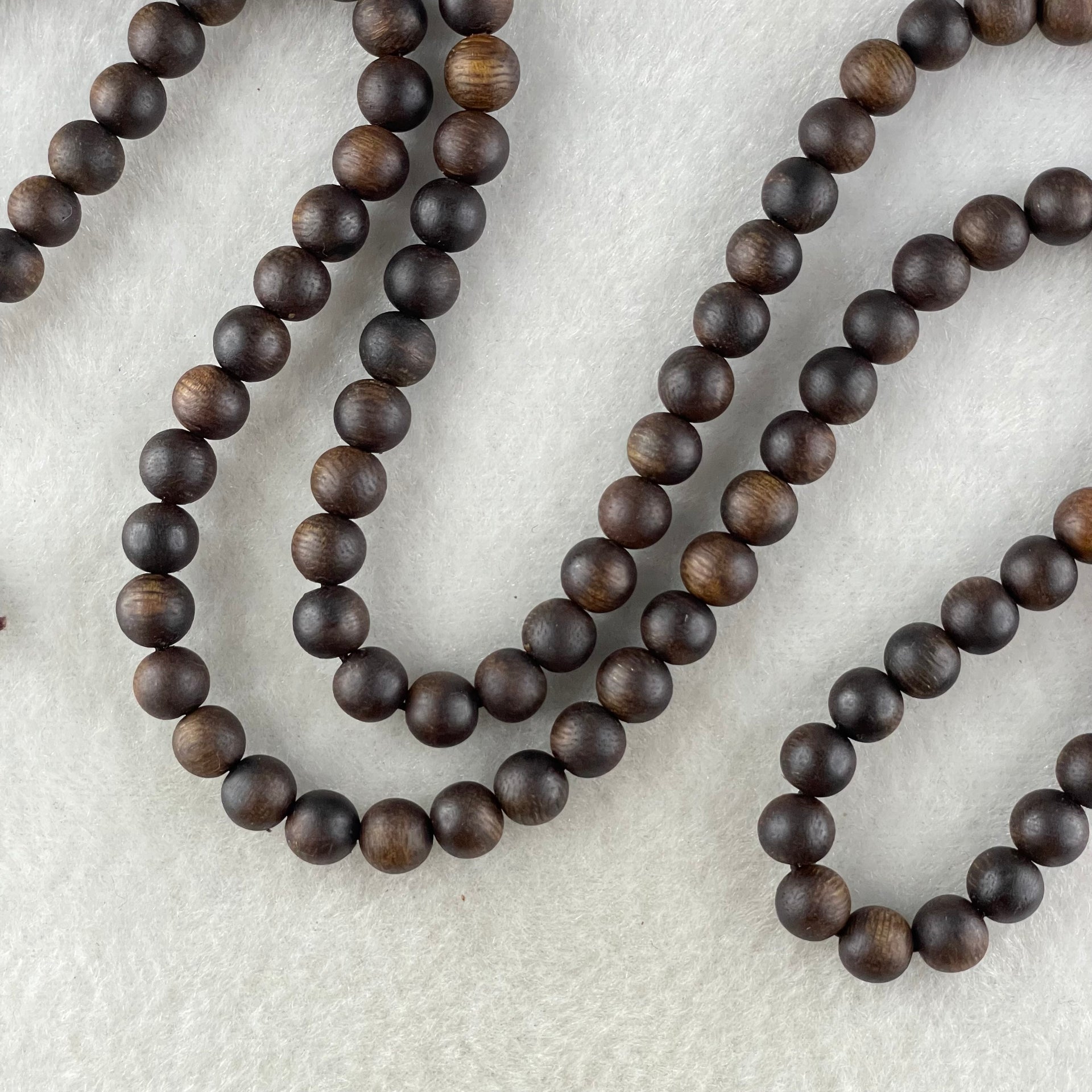 Natural Vietnam Agarwood Beads Necklace 21.14g 68cm 6.9mm 108 Beads - Huangs Jadeite and Jewelry Pte Ltd