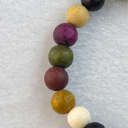 Natural Muti Color Treasures Beads with Wooden Lulutong Charm Bracelet 6.32g 15.5cm 8.4mm 21 Beads - Huangs Jadeite and Jewelry Pte Ltd