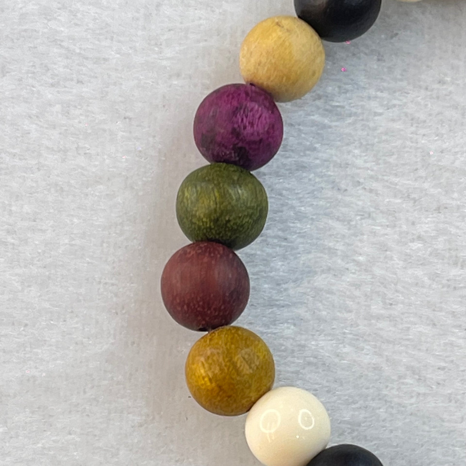 Natural Muti Color Treasures Beads with Wooden Lulutong Charm Bracelet 6.32g 15.5cm 8.4mm 21 Beads - Huangs Jadeite and Jewelry Pte Ltd