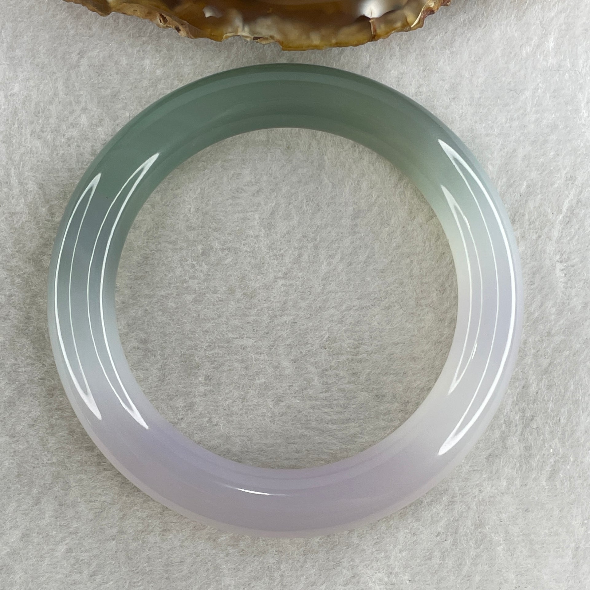 Certified Natural Green with Lavender Agate Bangle 49.56g Internal Diameter 56.6mm 10.7 by 11.0mm (Perfect) - Huangs Jadeite and Jewelry Pte Ltd