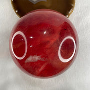 Red Cherry Quartz Sphere Ball with Wooden Stand Display 2,400.3g 125.0 by 170.0mm - Huangs Jadeite and Jewelry Pte Ltd